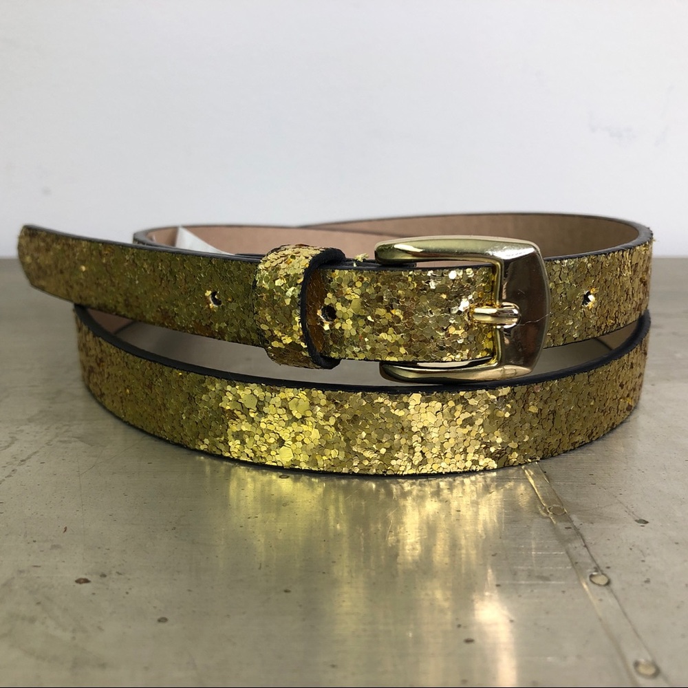 Steve Madden Skinny Gold Glitter Belt